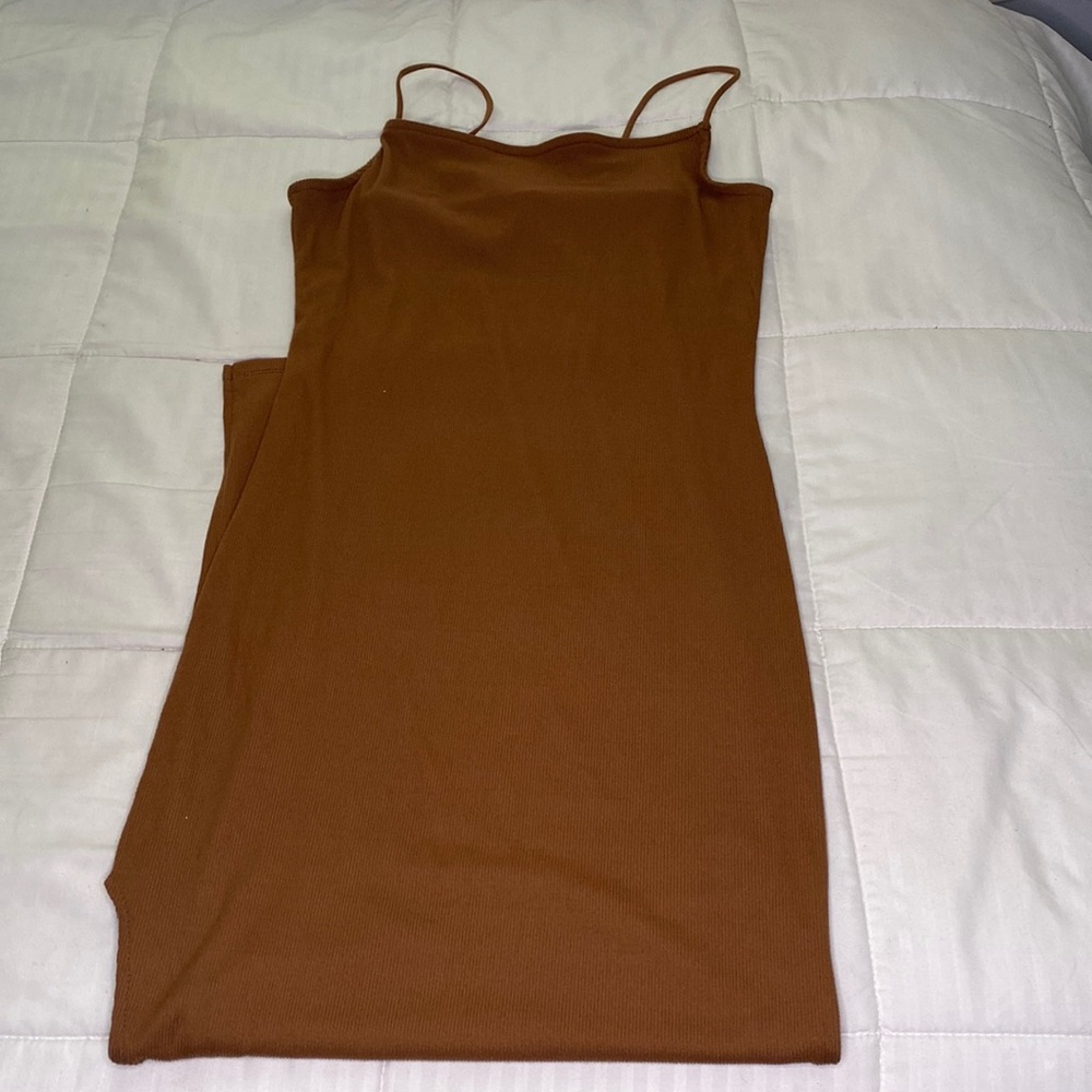 Size S long body con brown dress